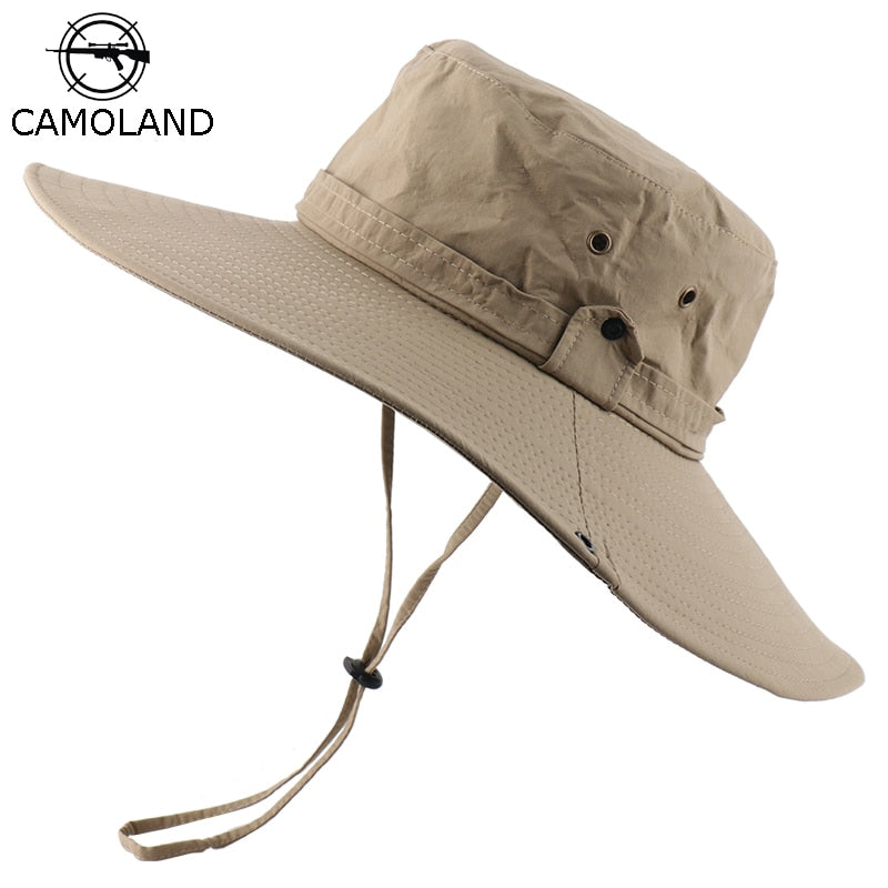 CAMOLAND Waterproof Bucket Hat For Men Summer UPF50+ Sun Hat Women Wide Brim Panama Beach Hats Outdoor Hiking Fishing Boonie Cap