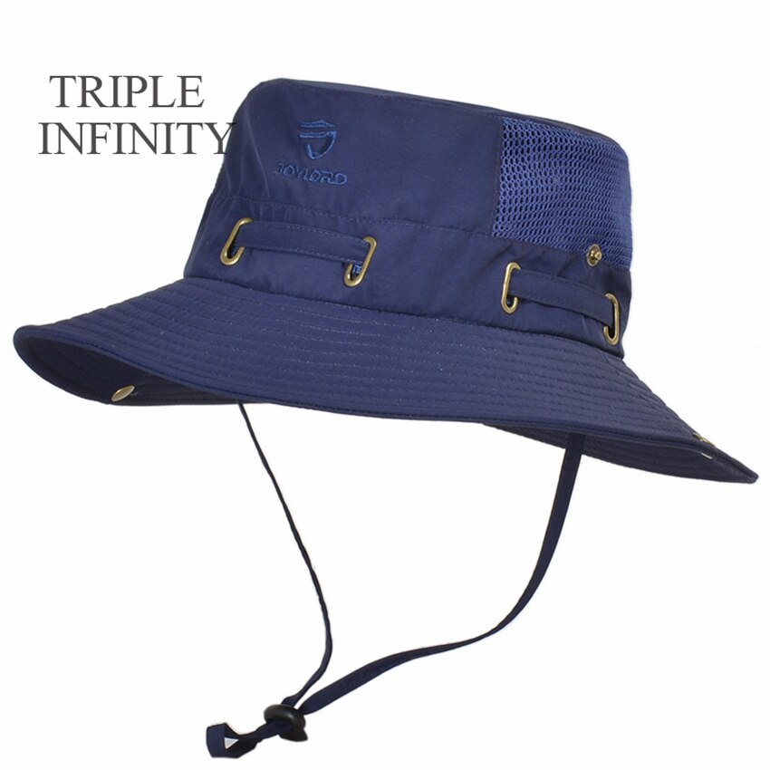 New Summer Mesh Breathable Bucket Hats Men's Outdoor Fishing Mountaineering Sun Hat Casual Foldable Adjustable Male Panama Hat