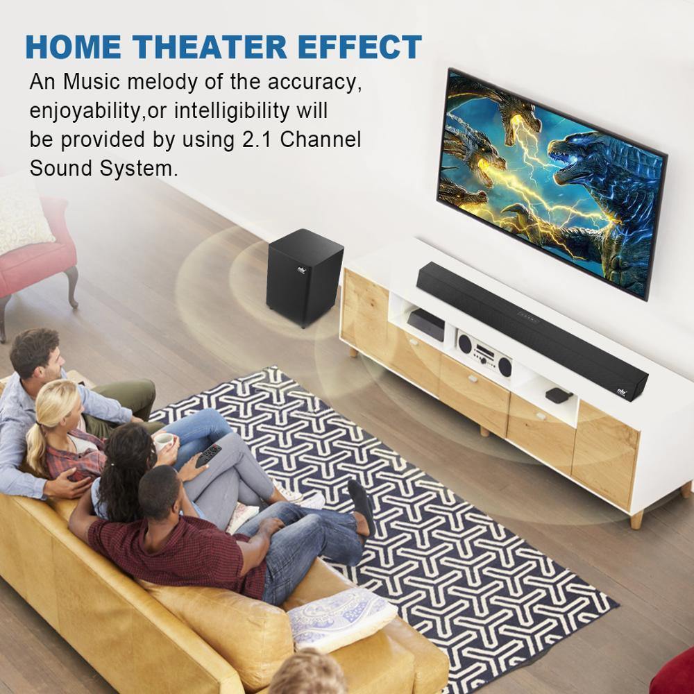 120W Home Theater Sound System Soundbar 2.1 TV Bluetooth Speaker Support Optical AUX Coaxial Sound Bar Subwoofer Speakers For TV - Surprise store