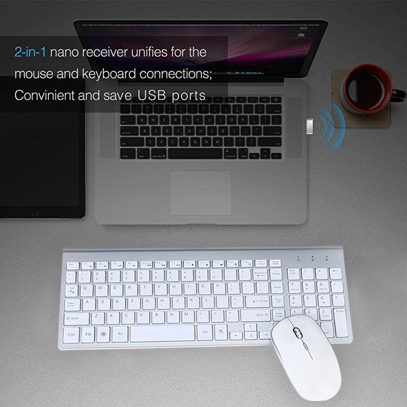 SeenDa 2.4G Wireless Silent Keyboard and Mouse Mini Multimedia Full-size Keyboard Mouse Combo Set For Notebook Laptop Desktop PC - Surprise store