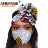 African 2 Piece for Women Headband Headwear Floral Turban Head Scarf Ladies Head Wrap Hair Accessories Match Print Mask A20H015