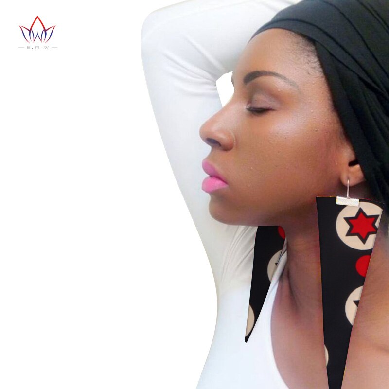 Trendy African Fabric Earrings Handmade Earrings For Women Party Gift African Print Ankara Big Oversized Drop Earrings WYB279