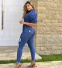 Ripped Jeans Romper Sexy Women Turn Down Collar Elegant Casual Denim Jumpsuit Overalls
