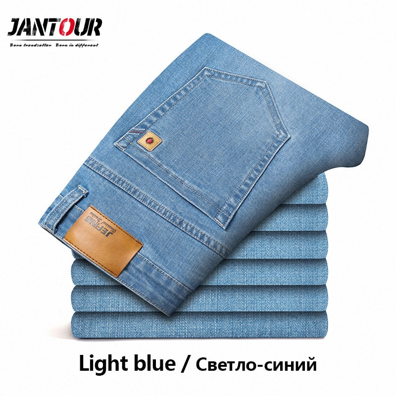 Cotton Men's Jeans Denim Pants Brand Classic Clothes Overalls Straight Trousers for Men Black Oversize Large Size 35 40 42 44 46