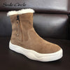 Smile Circle Suede Leather Ankle Boots Women Natural fur Warm Snow Boots Zipper Easy to wear Flat Boots Winter Ladies Shoes - Surprise store