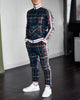 Men Tracksuit Men's Sets Two-piece Striped Lattice Suit Zipper Jacket+Fashion Small Trouser High Quality Slim Classic Sportswear - Surprise store