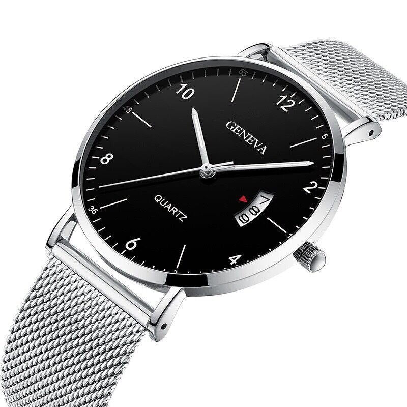 Men Watches 2021 Luxury Famous Brand Men Stainless Steel Mesh Calendar Watch Men Quartz Watch Relogio Masculino Men Wristwatch