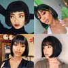 Short Bob Wigs With Bangs Straight Synthetic Hair Glueless Cosplay Wig For Black/White Women Heat Resistant Hair 8inch Annivia