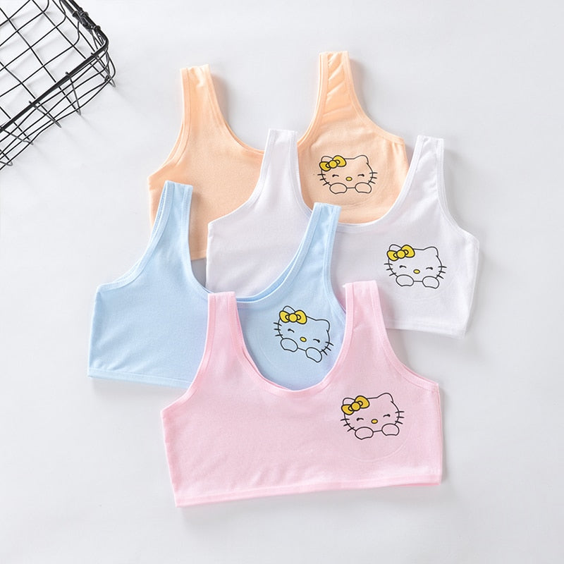 4 Pcs/Lot Girls Brassiere Underwear Cotton Kids Bra Dot Design Adolescente Girls Training Bras Breathable Teenage Girl Tops Crop