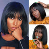 Short Bob Wig With Bangs Straight Brazilian Hair Wigs For Women Human Hair Glueless Full Machine Made Cheap Human Hair Wigs