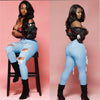 Women High Waist Casual Jeans Washed Distressed Hole Jeans Stretch Skinny Denim Pants Street Ripped Sexy Ladies Pencil Pants