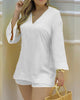 2021 Women Plain Bell Sleeve V-Neck Long Casual Loose Top & Shorts Set Casual Summer Solid Streetewar Suit Sets