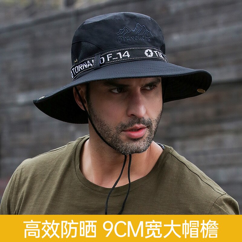 Men's Panama Hat Fisherman Hat Outdoor Breathable Mesh Hiking Hats 9CM Wide Brim Anti-UV Sun Hat Bucket Hat Mountaineering Caps