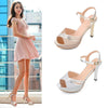2021 Summer Platform Womens Sandals Woman 10cm High Heels Sexy Party Wedding Shoes Peep Toe Gold Silver Pumps Ladies High Heels