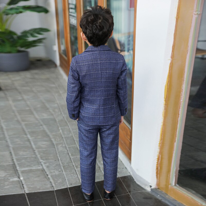Formal Boys Suits for Weddings Blazers Pants Children Party Clothes Plaid Kids School Costume Gentlemen Teenager Tuxedos Sets