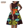 autumn women african dress AFRIPRIDE private custom sleeveless knee-length A-Line pleated casual dress pure cotton A722584 - Surprise store
