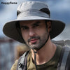 Men's Panama Hat Fisherman Hat Outdoor Breathable Mesh Hiking Hats 9CM Wide Brim Anti-UV Sun Hat Bucket Hat Mountaineering Caps