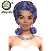 African Turbans African Headwraps for Woman African Headscarf Nigerian Headtie with Matching Earring Dashiki Ankara Wax S20H004