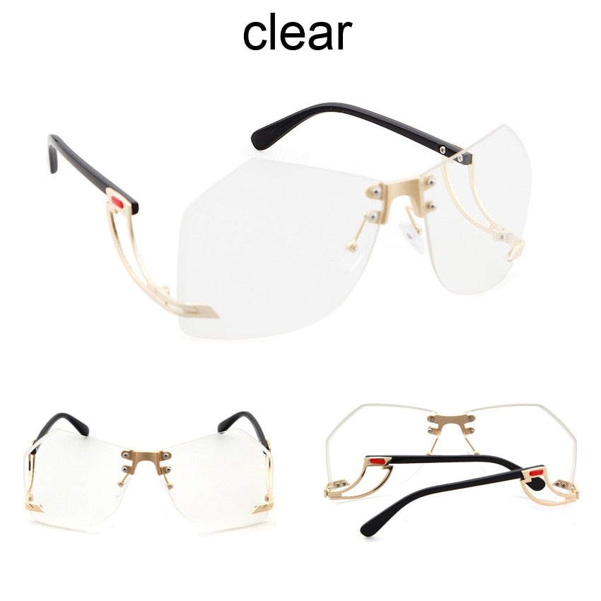 2021 New Irregular Rimless Sunglasses Women Brand Designer Alloy Frame Oversize Gradient Sun Glasses Fashion Female Clear Shades