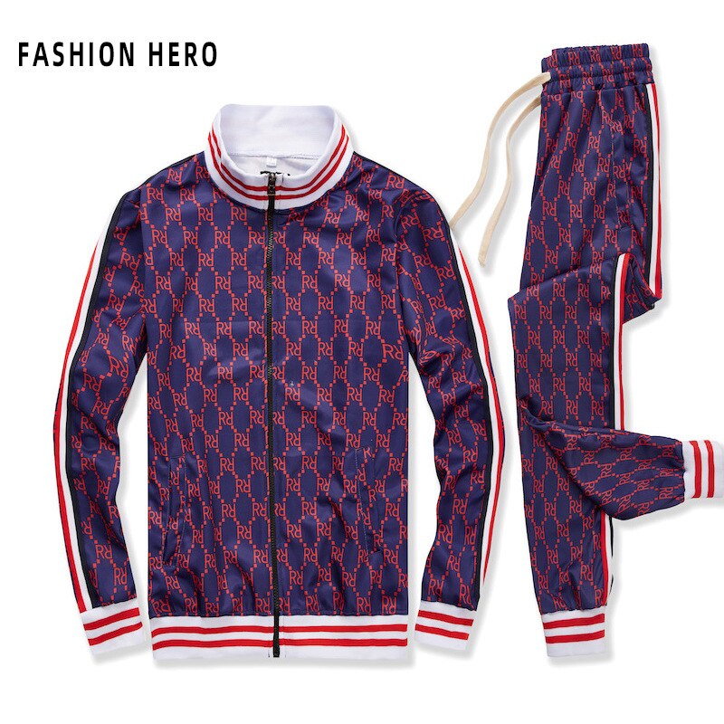 2021 spring and autumn new men's leisure suit, European and American style, the same fashion, handsome and sports zipper suit