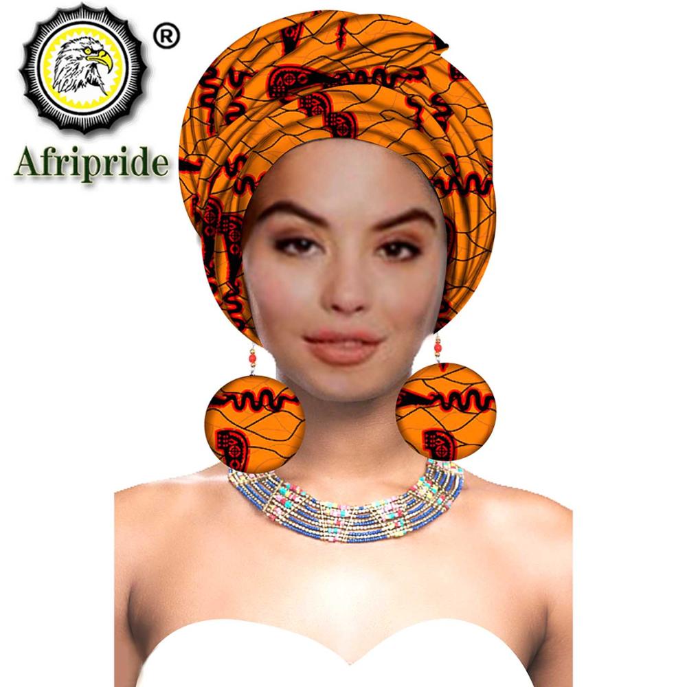 African Turbans African Headwraps for Woman African Headscarf Nigerian Headtie with Matching Earring Dashiki Ankara Wax S20H004