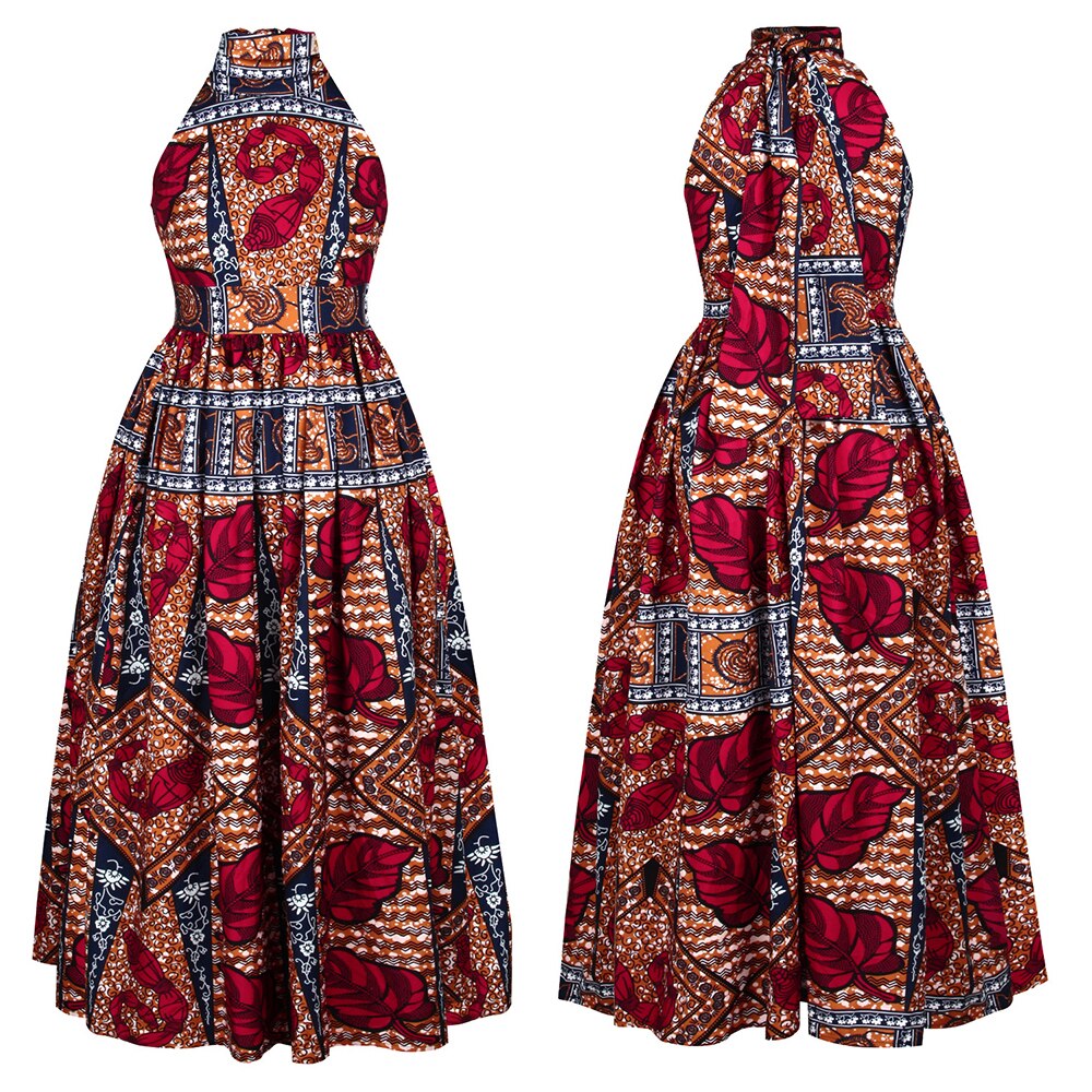 MD Plus Size Sleeveless Dress 2021 New African Clothes Ankara Dashiki Print Dress Fashion Party Dresses for Women Robe Africaine