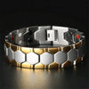 Luxury Men Bracelet Stainless Steel Gold 3IN1 Energy Health Magnet Arthritis Chain Hip Hop Unisex Women Jewelry Gift