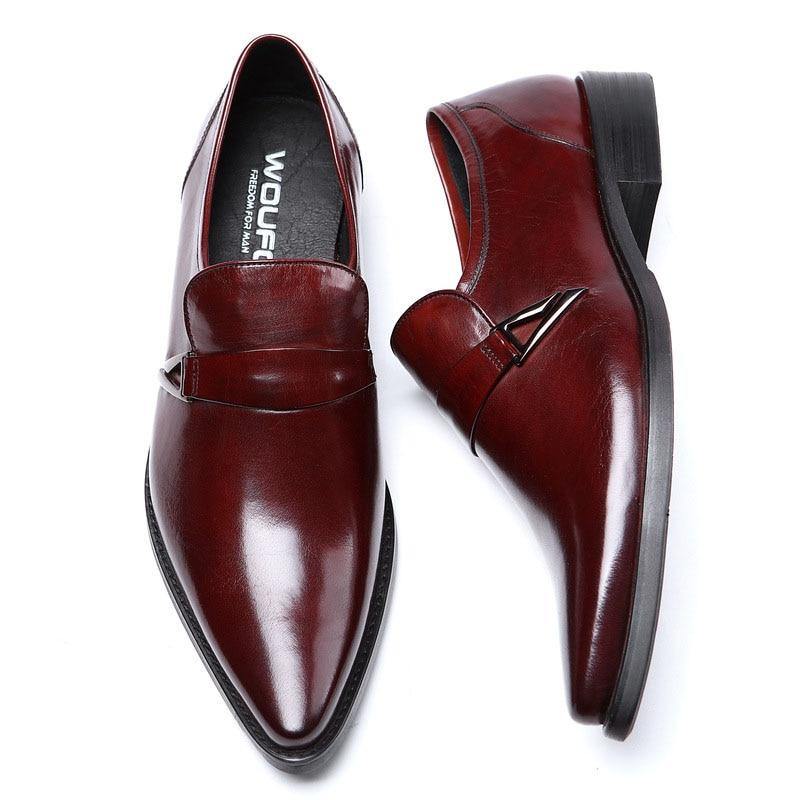 Luxury Genuine Leather Men Oxford Formal Shoes Pointed Toe Men Dress Shoes With Buckle Strap Male Wedding Business Shoes B09 - Surprise store