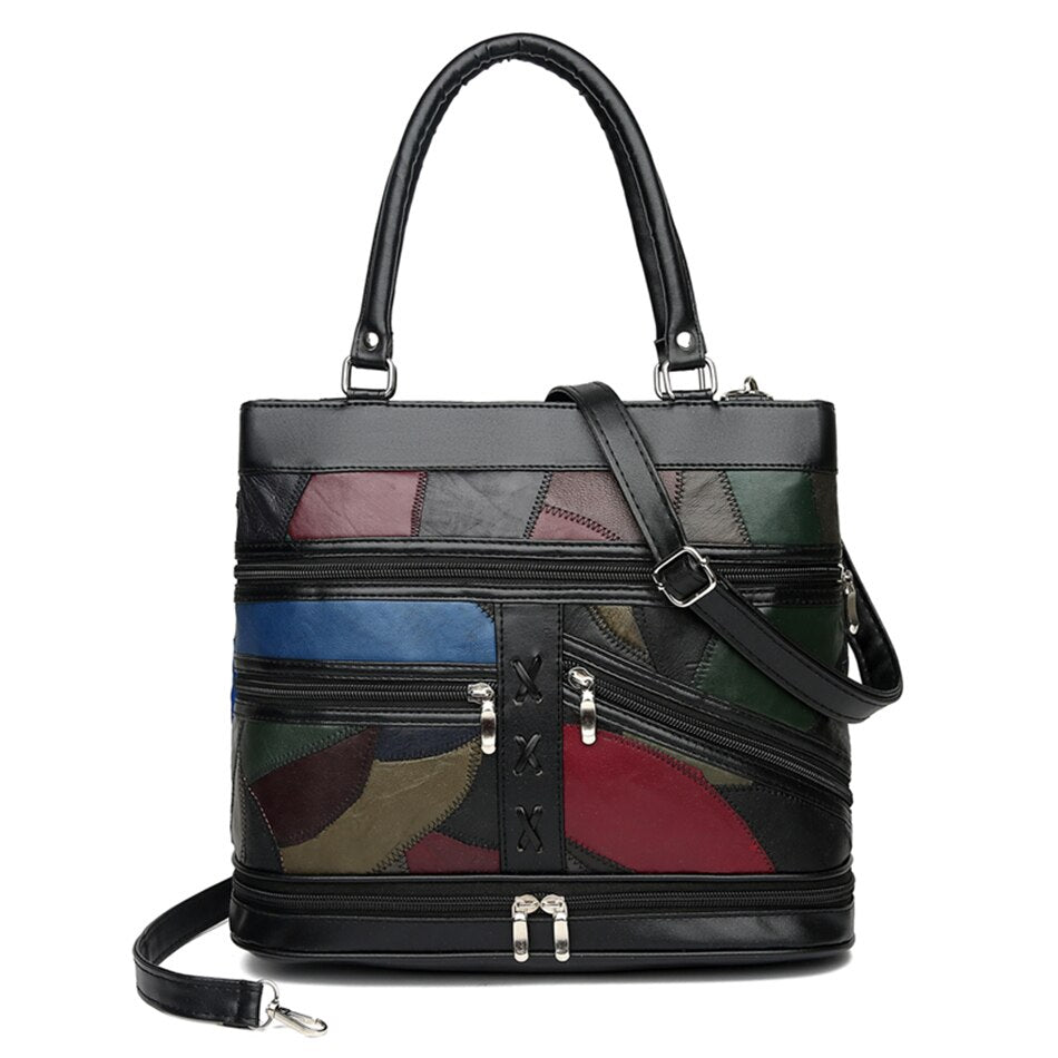 Luxury Sheepskin Bags for Women 2021 Fashion Patchwork Handbags Ladies Genuine Leather Shoulder Crossbody Bag High Quality Sac