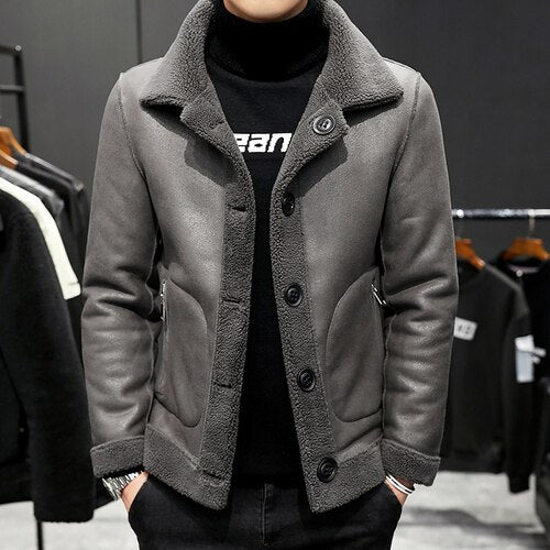 Men winter keep warm Woolen  Coats Men's granular woollen cloth Double sided Woolen Jackets Plus size S-4XL
