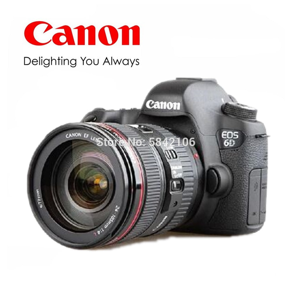 Canon 6D Full Frame DSLR Camera -20.2MP - Video - Wi-Fi canon 24-105 lens