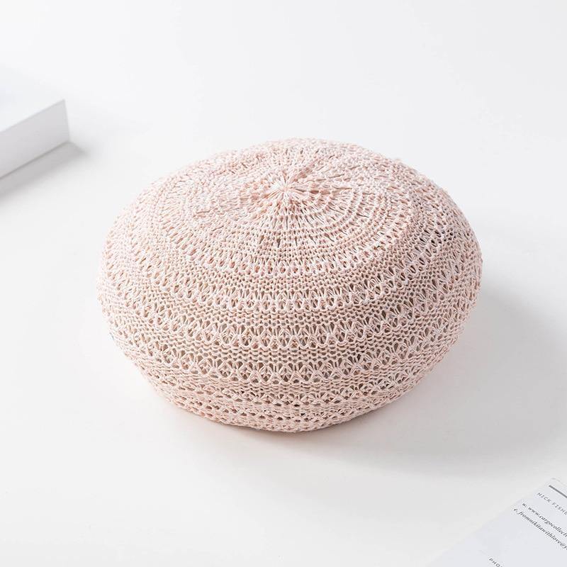 2021 Summer Beret Hats For Women Flat Cap Knit Hollow lace beret Hats Lady Girl Berets Hat Bone Female Tocas Painter Hat sun cap - Surprise store