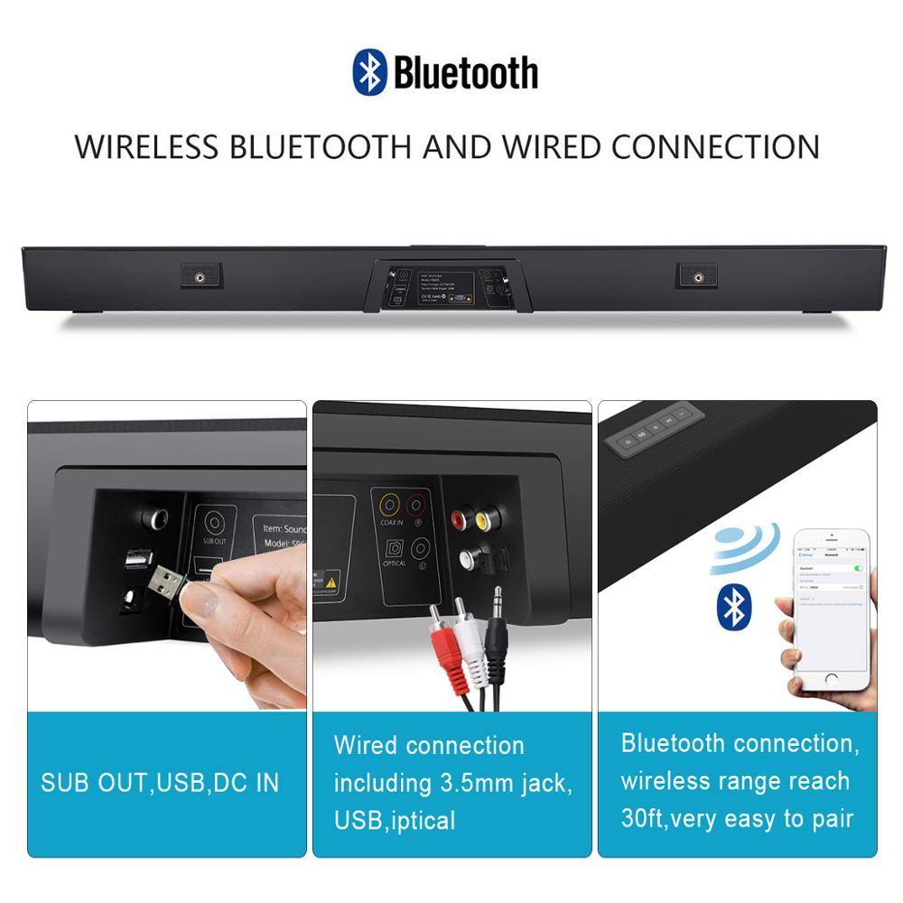 120W Home Theater Sound System Soundbar 2.1 TV Bluetooth Speaker Support Optical AUX Coaxial Sound Bar Subwoofer Speakers For TV - Surprise store