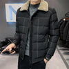 short cotton jacket 2021 new men's fashion casual thickening Slim lapel lambs wool collar jacket