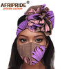 African 2 Piece for Women Headband Headwear Floral Turban Head Scarf Ladies Head Wrap Hair Accessories Match Print Mask A20H015
