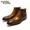 Winter Boots Men Ankle Boots Double Monk Strap High Grade Black Brown Office Wedding Casual Men's Dress Leather Shoes Men
