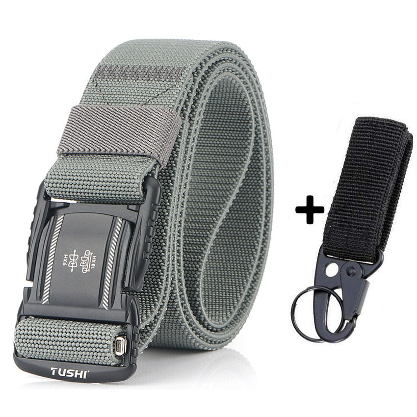 Elastic Men Belt Alloy Magnetic Buckle Outdoor Working Tactical Belt For Jeans Pants Casual Stretch Overalls Male Waist Belt New