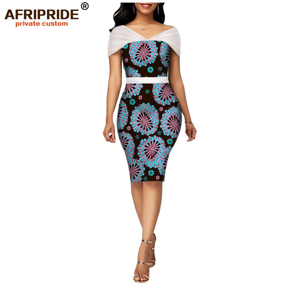 African wax summer bodycon dresses for women AFRIPRIDE tailor made adjustable sleeves knee length women party dress A1925006 - Surprise store