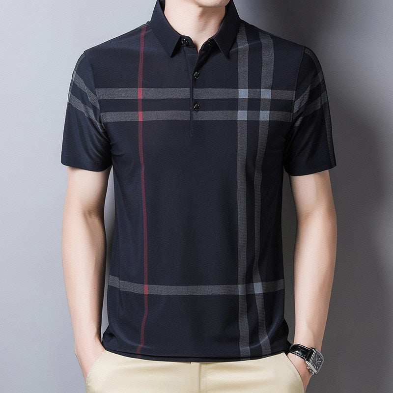 2021 Fashion Brand Men Polo Shirt Summer Cool Thin Shirt for Men Short Sleeve Striped Casula Male Polo Shirt Korean Clothing