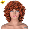 Short Hair Afro Curly Wig With Bangs Loose Synthetic Cosplay Fluffy Shoulder Length Natural Wigs For Black Women Dark Brown 14