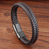 Trendy Men Jewelry Red Braided Leather Rope Bracelet Black Magnetic Buckle Bracelets Punk Men Wrist Band Pulsera Hombre