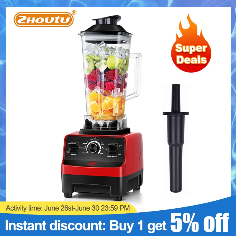 Zhoutu High Power Blender Mixer,Heavy Commercial Blender,Juicer without BPA, Smoothie Milkshake Bar Fruit Food Processor 1000W