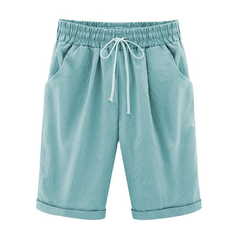 Wixra Women's Lace-Up Shorts Pockets High Waist Solid Casual Streetwear 2020 Summer Women Plus Size