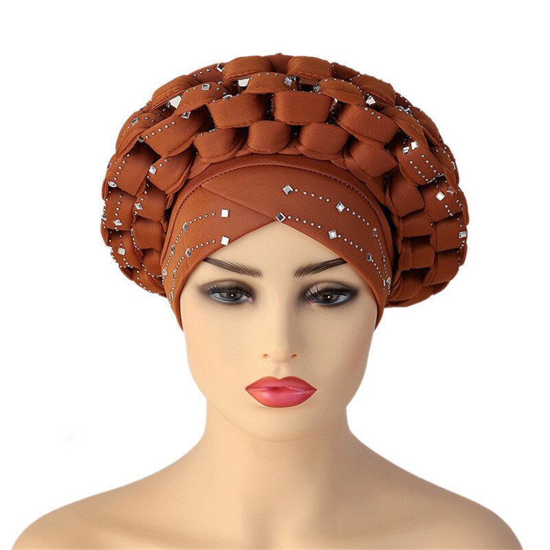 2021 Muslim Latest Shinning Sequins Headties Turban Cap for Women Ready To Wear Head Wraps African Auto Geles Headtie Bonnet