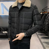 short cotton jacket 2021 new men's fashion casual thickening Slim lapel lambs wool collar jacket