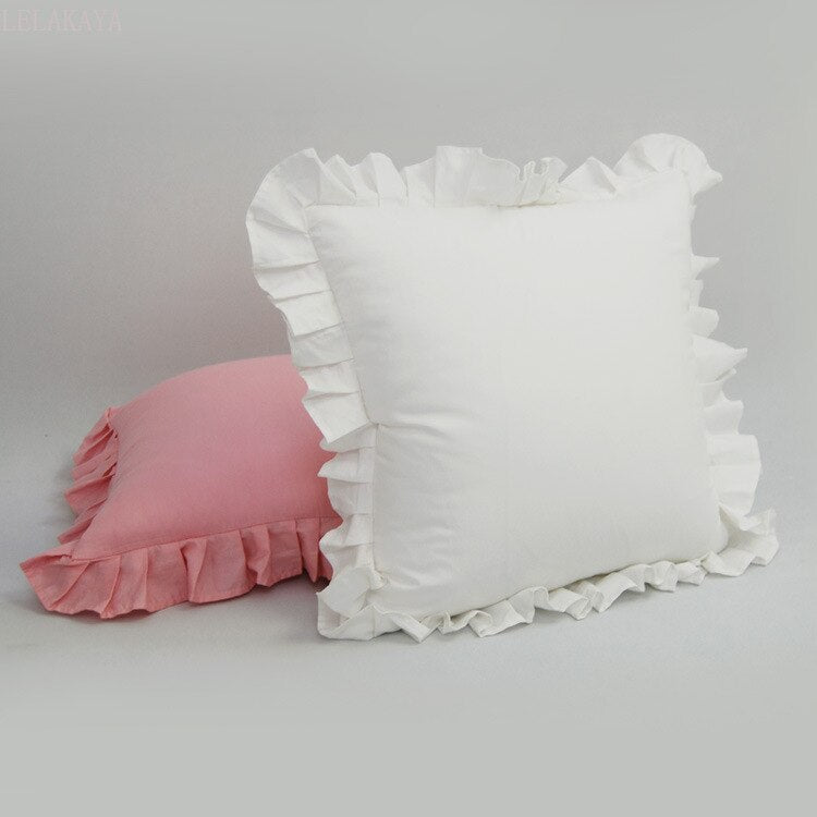 48x74cm Pink Twin Heart Rabbit Pillow Case Cover Cotton Hairball Ruffle Pillowcase Girl Cute Bedding Toy Home Decor