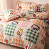 4pcs Nordic Bedding Set , Duvet Cover + Pillow Case + Bed Sheet Home Textiles Bed Sheets Set Washed Cotton A/B side Qulit Sheet