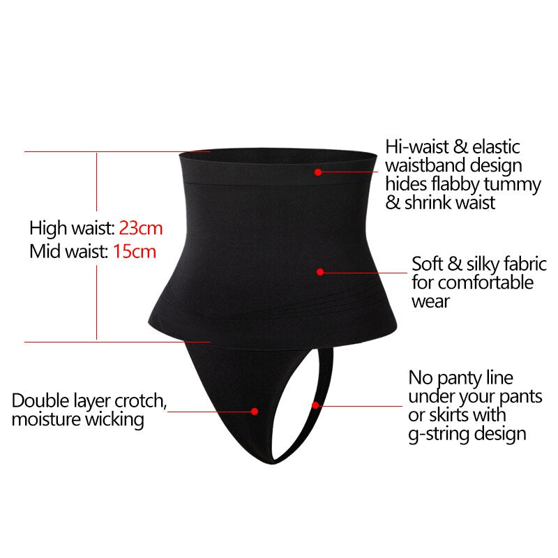 Women Thong Tummy Shaper Shaping Panty Seamless Underwear Waist Cincher Trainer Girdle Faja Shapewear G-string Briefs Plus Size