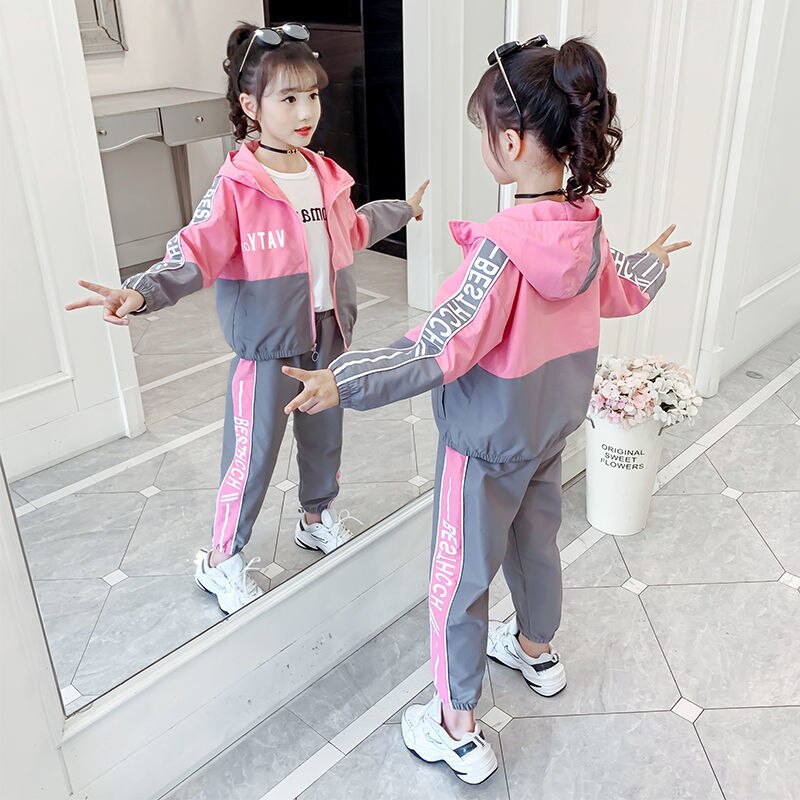 Girl Children's Active Clothing Set 2021 New Spring Fall Tracksuit Fashion Sports Leisure Two-piece Suit Toddler Kids Clothes