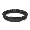 Jiayiqi Fashion Natural Stone Beads Men Bracelet Multilayer Leather Bracelet Punk Jewelry Stainless Steel Magnetic Clasp Bangles